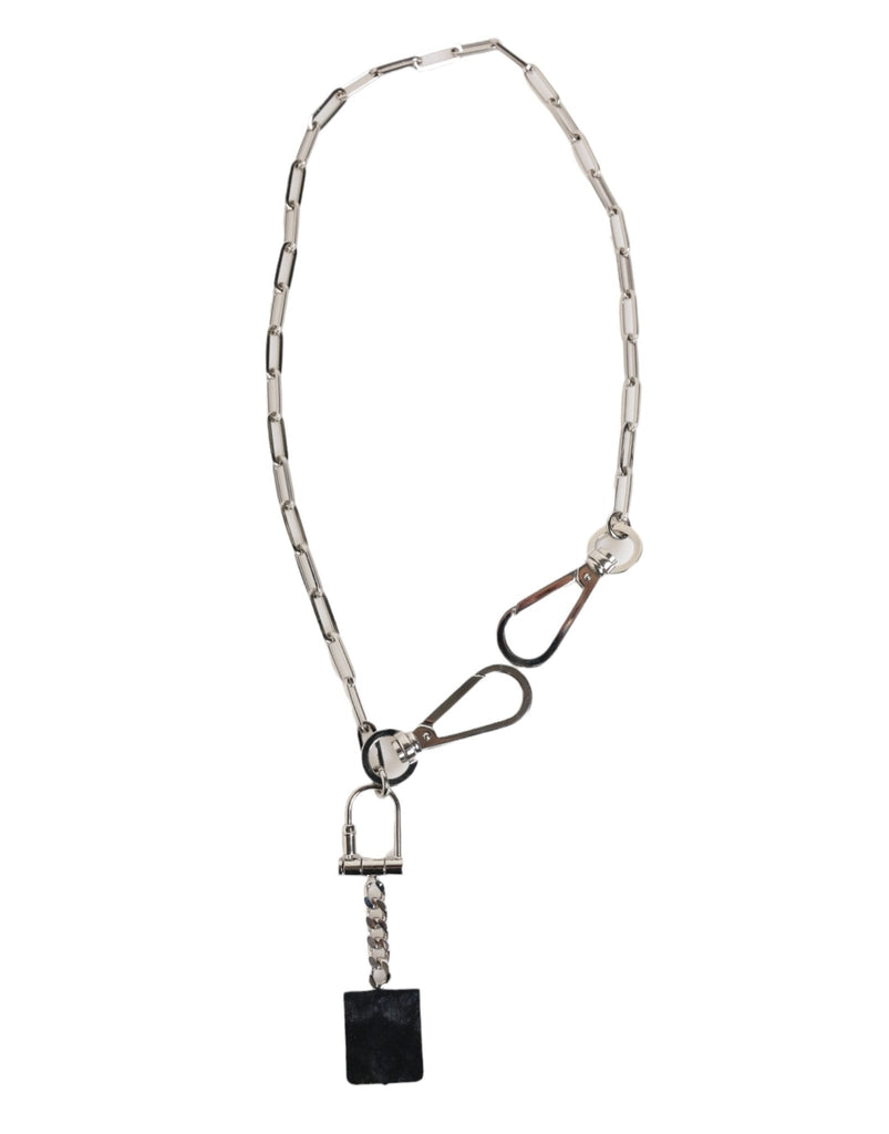 Dolce & Gabbana Silver Tone Metal Chain DG Logo Pendant Men Necklace - Beyzy Store - Dolce & Gabbana