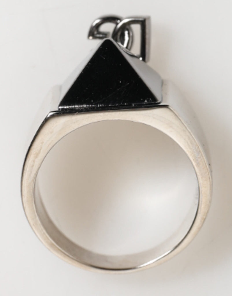 Dolce & Gabbana Silver Tone Pyramid DG Logo Real Brass Ring - Beyzy Store - Dolce & Gabbana