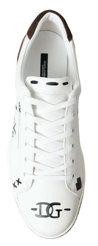 Dolce & Gabbana Sleek White Leather Casual Sneakers - Beyzy Store - Dolce & Gabbana