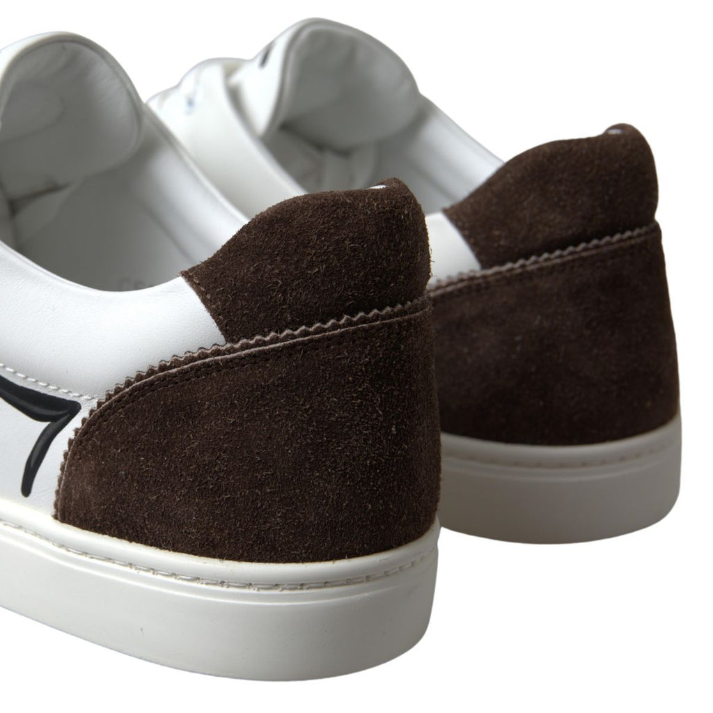 Dolce & Gabbana Sleek White Leather Casual Sneakers - Beyzy Store - Dolce & Gabbana