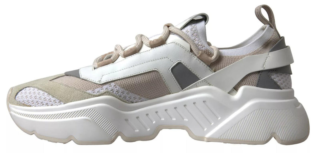 Dolce & Gabbana Sneakers White Beige Leather Sport DAYMASTER Shoes - Beyzy Store - Dolce & Gabbana
