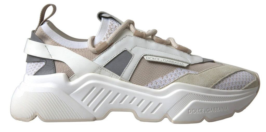 Dolce & Gabbana Sneakers White Beige Leather Sport DAYMASTER Shoes - Beyzy Store - Dolce & Gabbana