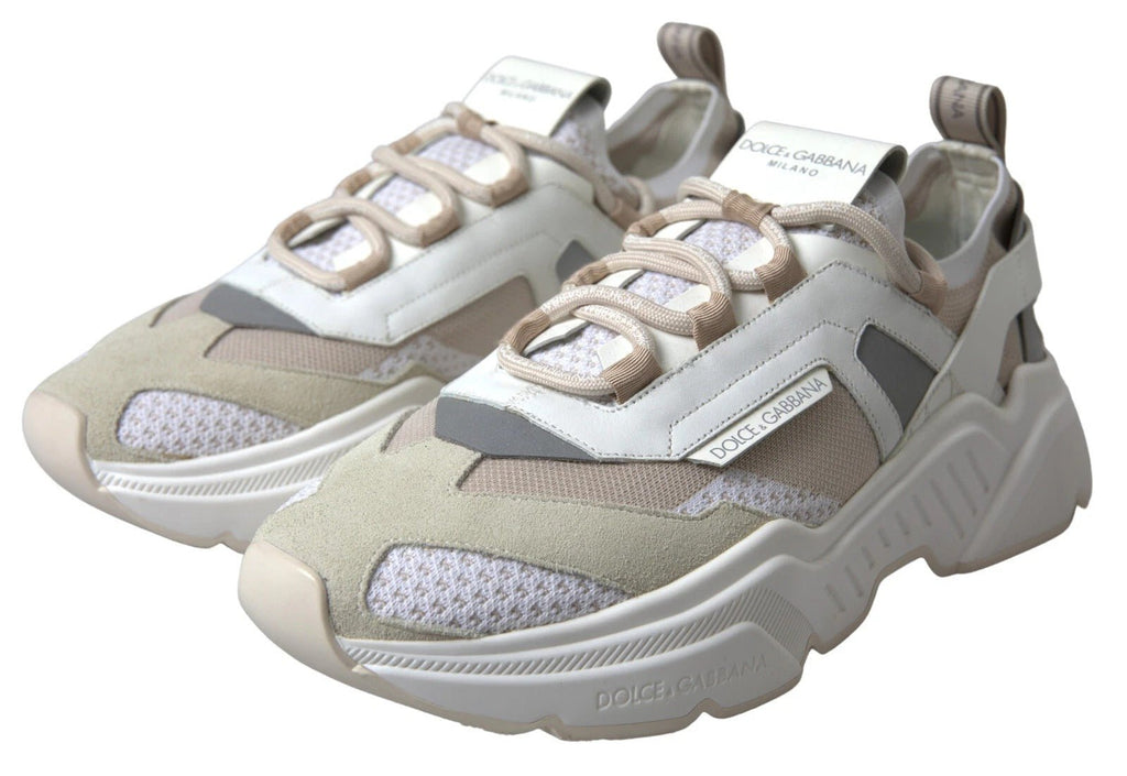 Dolce & Gabbana Sneakers White Beige Leather Sport DAYMASTER Shoes - Beyzy Store - Dolce & Gabbana
