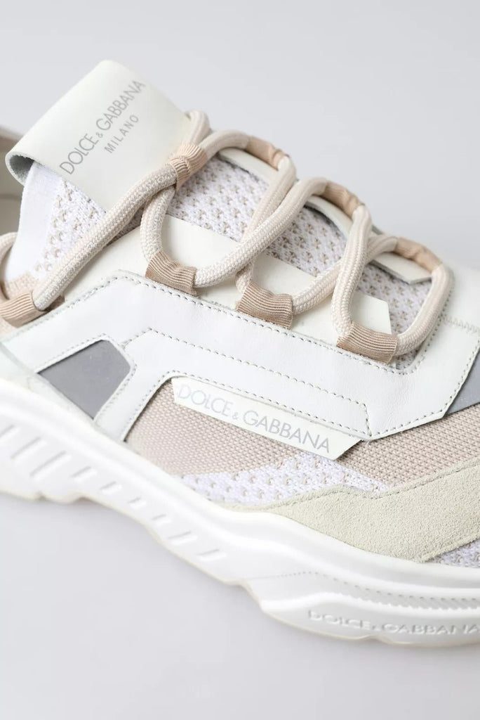 Dolce & Gabbana Sneakers White Beige Leather Sport DAYMASTER Shoes - Beyzy Store - Dolce & Gabbana