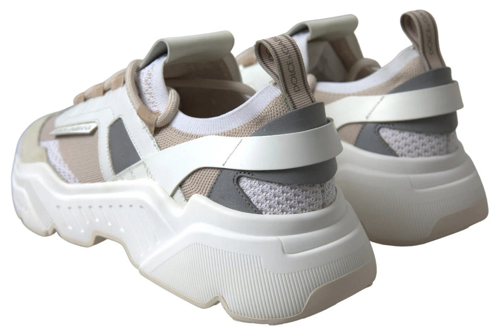 Dolce & Gabbana Sneakers White Beige Leather Sport DAYMASTER Shoes - Beyzy Store - Dolce & Gabbana