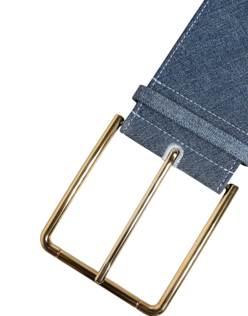 Dolce & Gabbana Two Tone Blue Denim Gold Metal Buckle Belt - Beyzy Store - Dolce & Gabbana