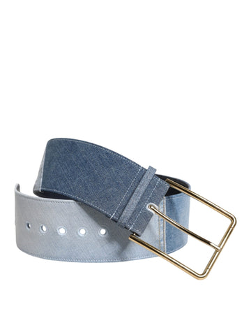 Dolce & Gabbana Two Tone Blue Denim Gold Metal Buckle Belt - Beyzy Store - Dolce & Gabbana