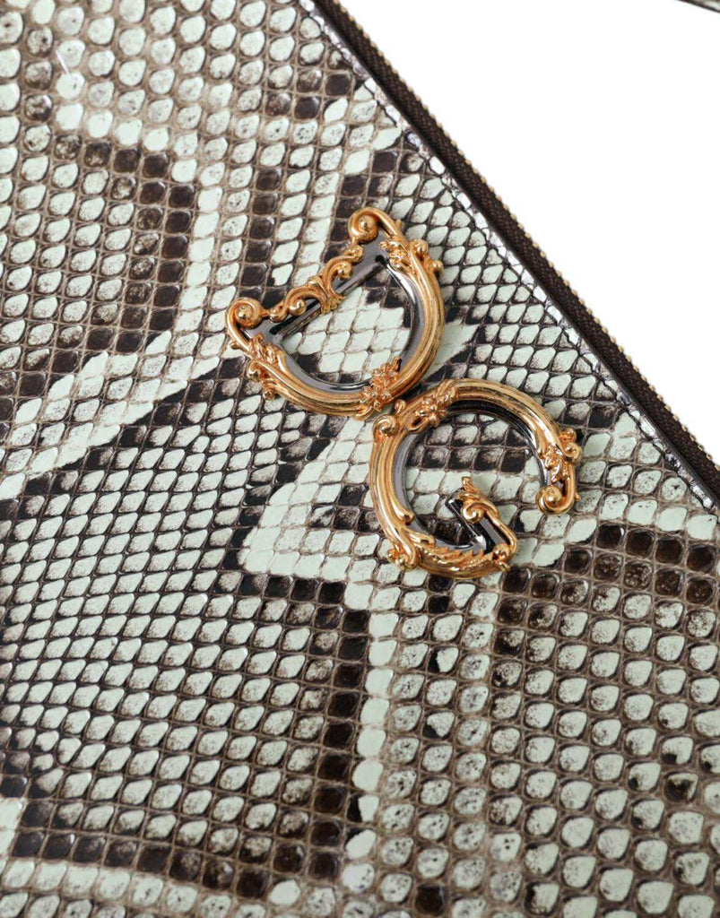 Dolce & Gabbana Verde Acqua Exotic Leather Gold DG Logo Clutch Borse Bag - Beyzy Store - Dolce & Gabbana