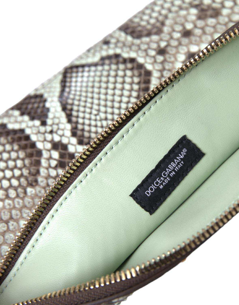 Dolce & Gabbana Verde Acqua Exotic Leather Gold DG Logo Clutch Borse Bag - Beyzy Store - Dolce & Gabbana
