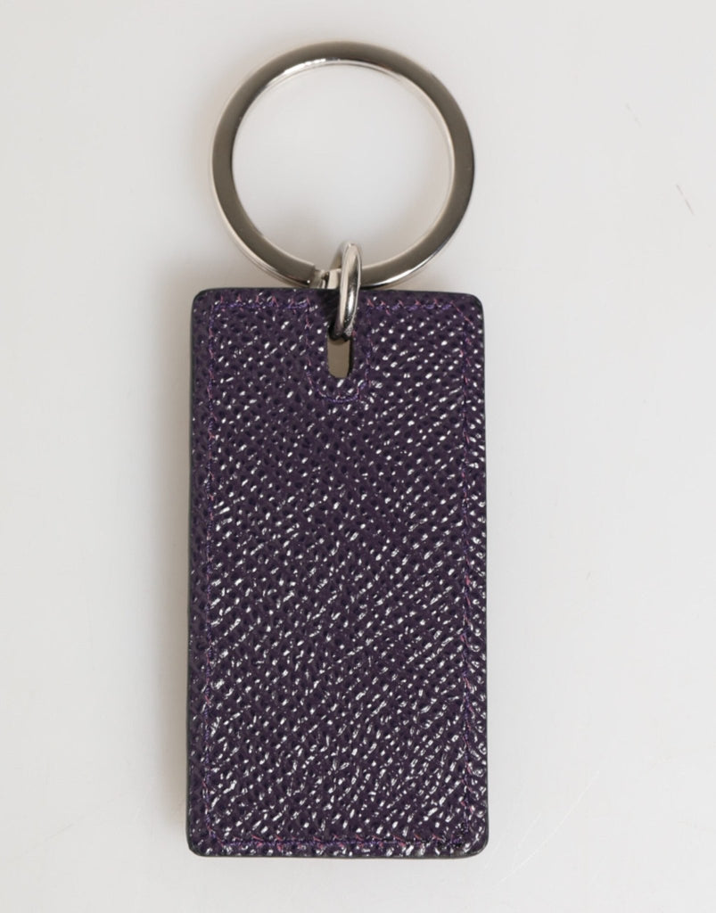 Dolce & Gabbana Violet Leather Logo Metal Ring Men Keychain Keyring - Beyzy Store - Dolce & Gabbana