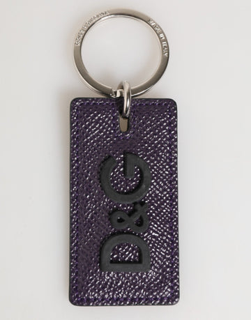 Dolce & Gabbana Violet Leather Logo Metal Ring Men Keychain Keyring - Beyzy Store - Dolce & Gabbana