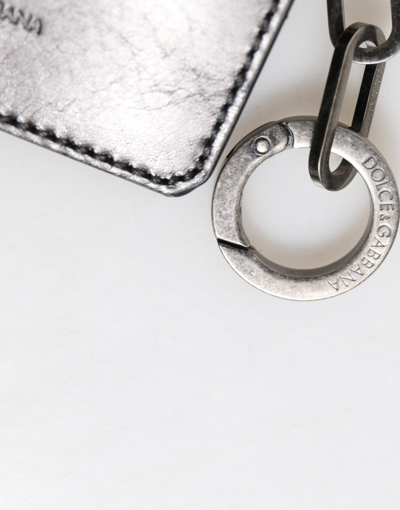 Dolce & Gabbana Wallet Black Leather Logo Embossed Key Chain Card Holder Wallet - Beyzy Store - Dolce & Gabbana