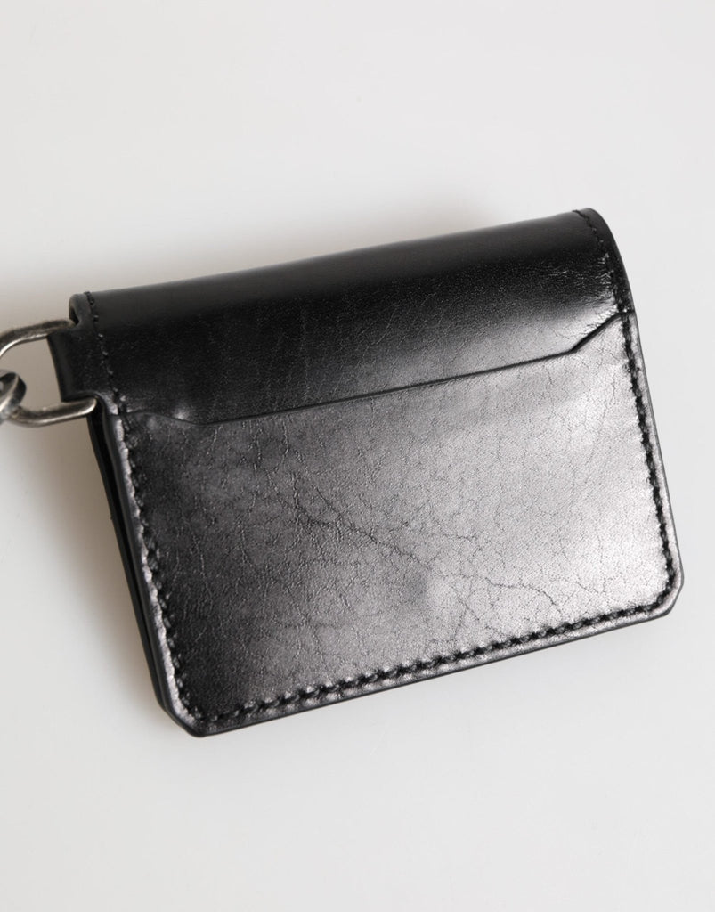 Dolce & Gabbana Wallet Black Leather Logo Embossed Key Chain Card Holder Wallet - Beyzy Store - Dolce & Gabbana