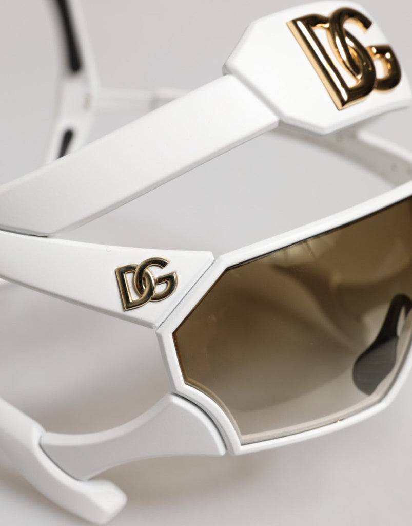 Dolce & Gabbana White Acetate Next Generation Mask Eyewear Sunglasses - Beyzy Store - Dolce & Gabbana