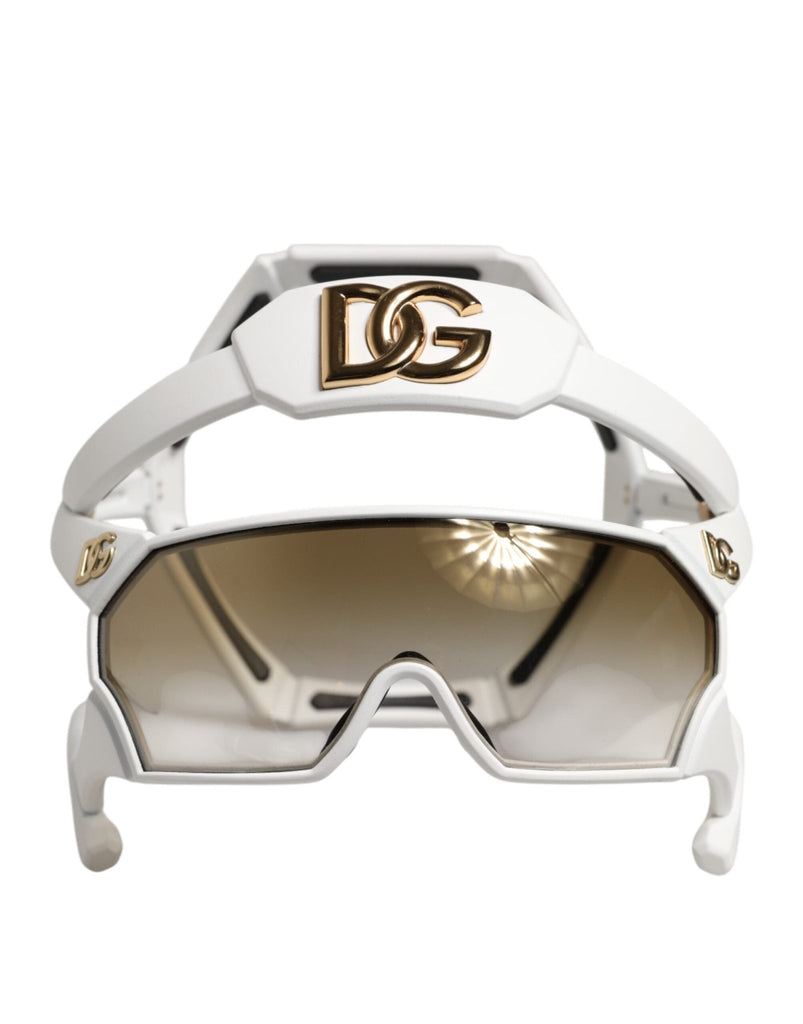 Dolce & Gabbana White Acetate Next Generation Mask Eyewear Sunglasses - Beyzy Store - Dolce & Gabbana
