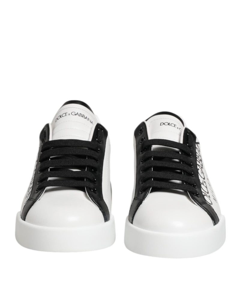 Dolce & Gabbana White Black Crown Low Top Men Sneakers Shoes - Beyzy Store - Dolce & Gabbana