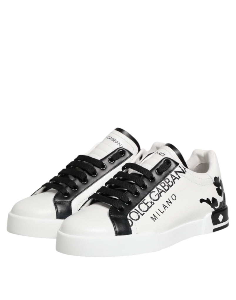 Dolce & Gabbana White Black Crown Low Top Men Sneakers Shoes - Beyzy Store - Dolce & Gabbana