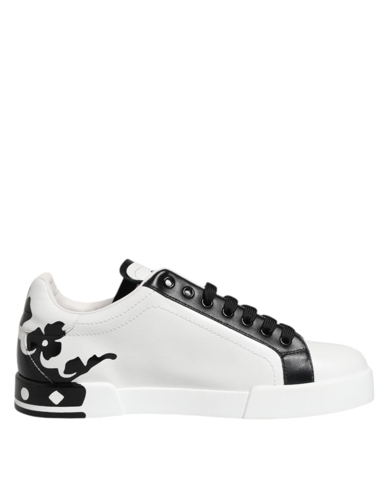 Dolce & Gabbana White Black Crown Low Top Men Sneakers Shoes - Beyzy Store - Dolce & Gabbana