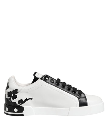 Dolce & Gabbana White Black Crown Low Top Men Sneakers Shoes - Beyzy Store - Dolce & Gabbana