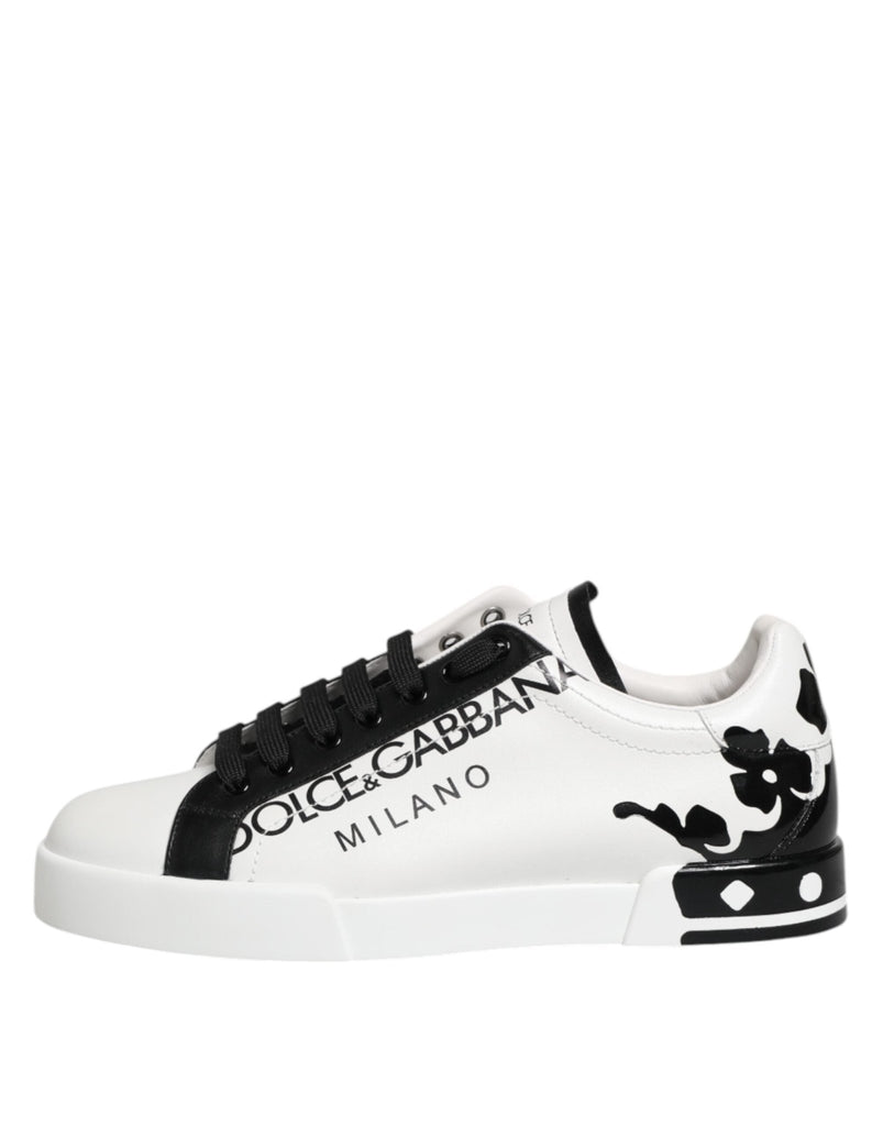 Dolce & Gabbana White Black Crown Low Top Men Sneakers Shoes - Beyzy Store - Dolce & Gabbana