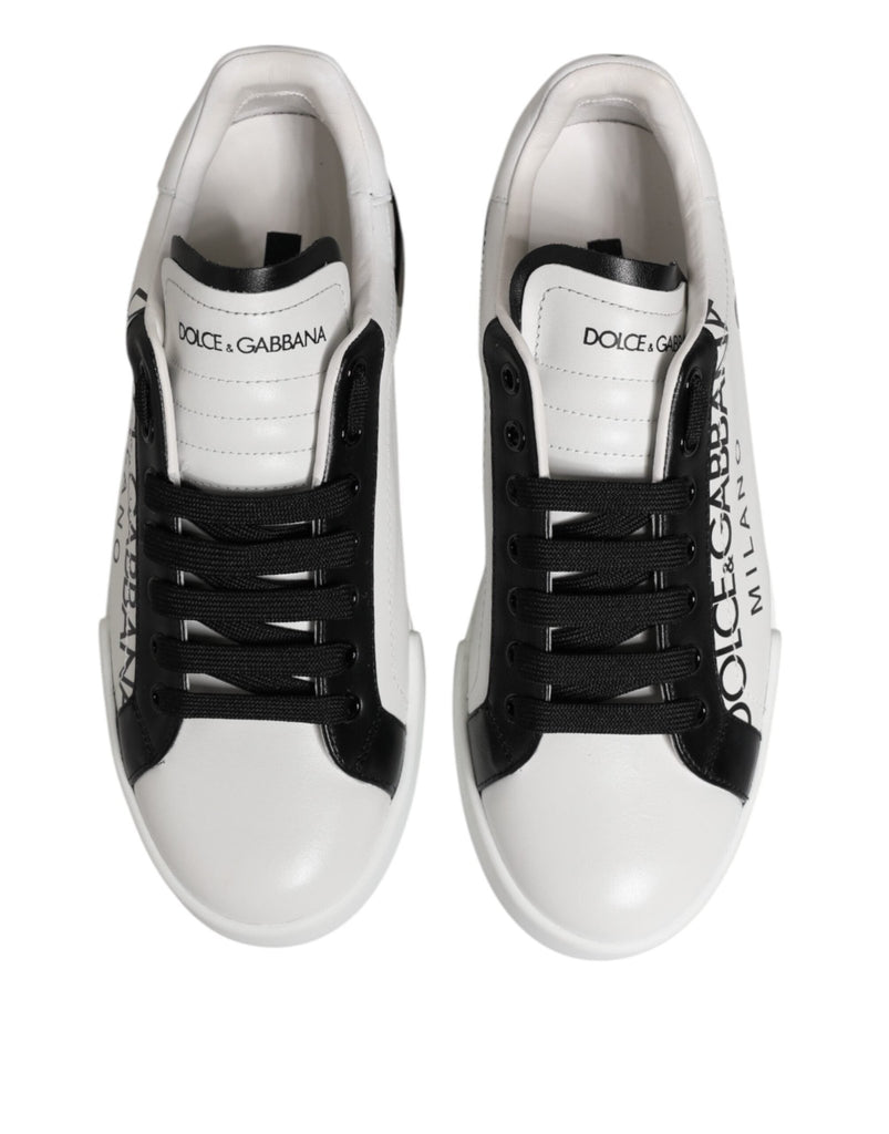 Dolce & Gabbana White Black Crown Low Top Men Sneakers Shoes - Beyzy Store - Dolce & Gabbana