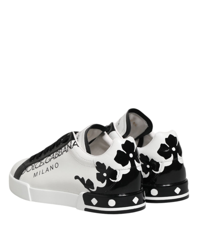 Dolce & Gabbana White Black Crown Low Top Men Sneakers Shoes - Beyzy Store - Dolce & Gabbana