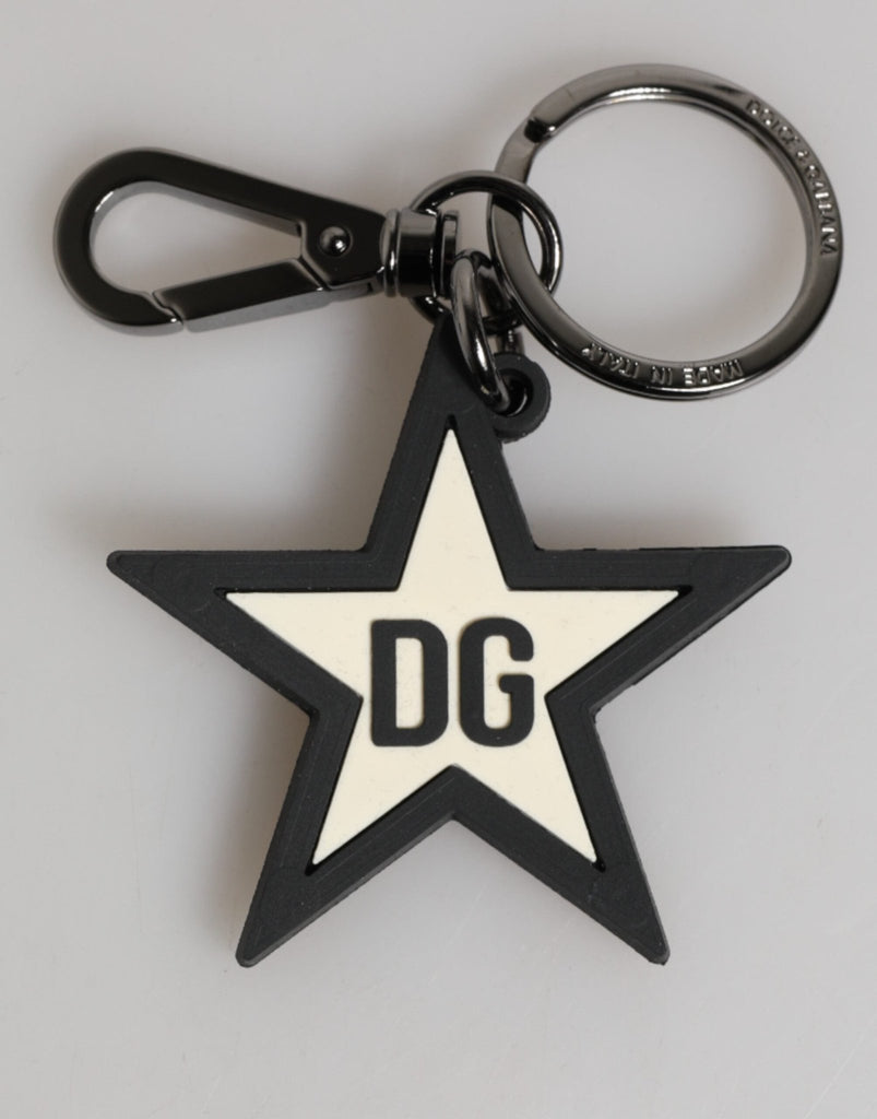 Dolce & Gabbana White Black DG Logo Star Rubber Men's Keychain Keyring - Beyzy Store - Dolce & Gabbana