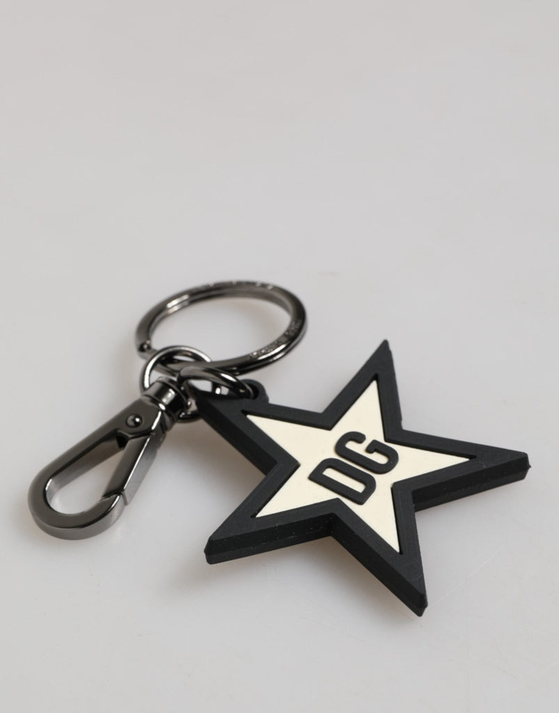 Dolce & Gabbana White Black DG Logo Star Rubber Men's Keychain Keyring - Beyzy Store - Dolce & Gabbana