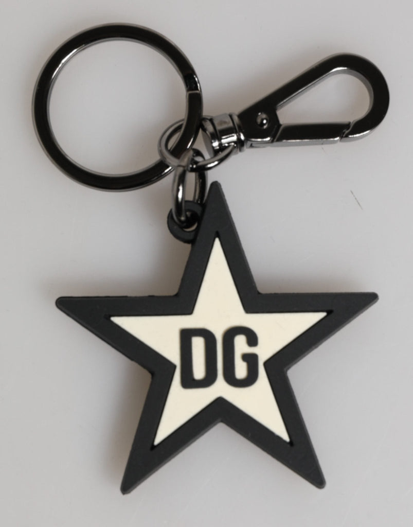 Dolce & Gabbana White Black DG Logo Star Rubber Men's Keychain Keyring - Beyzy Store - Dolce & Gabbana