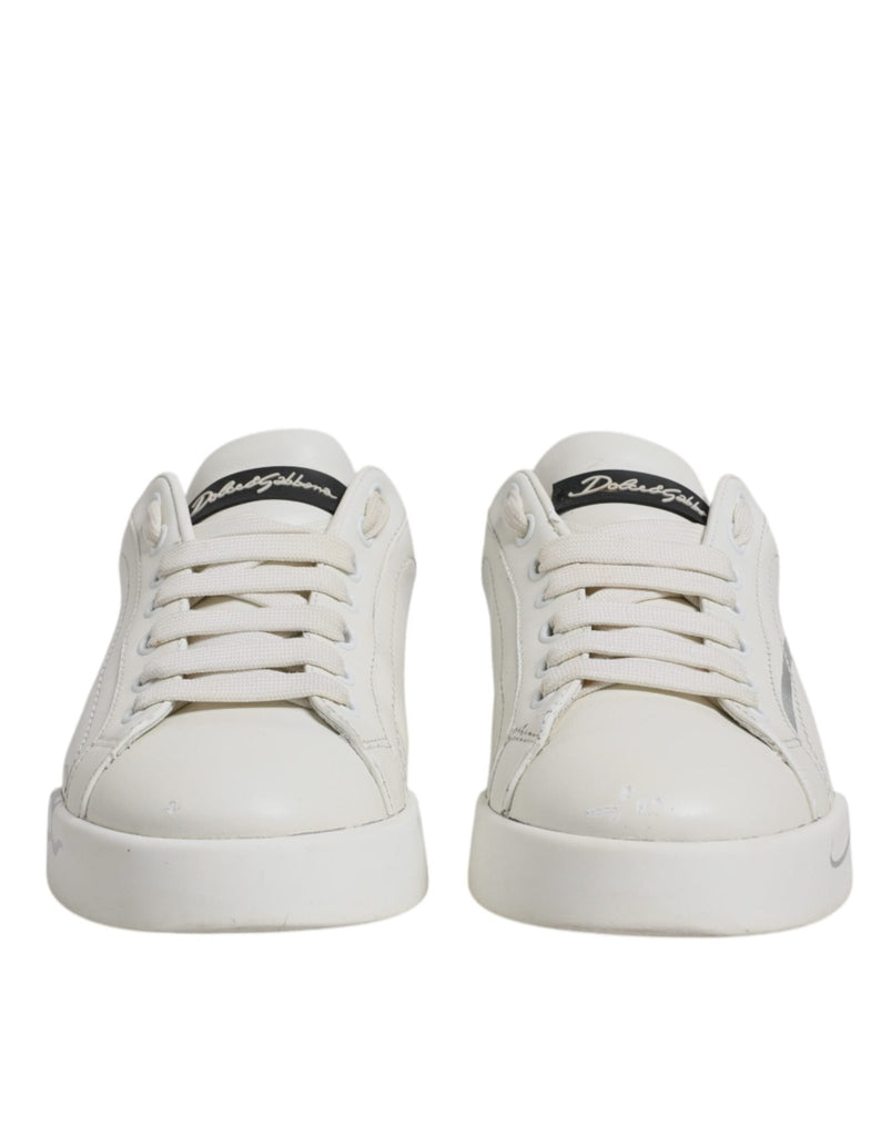 Dolce & Gabbana White Black Logo Portofino Men Sneaker Shoes - Beyzy Store - Dolce & Gabbana