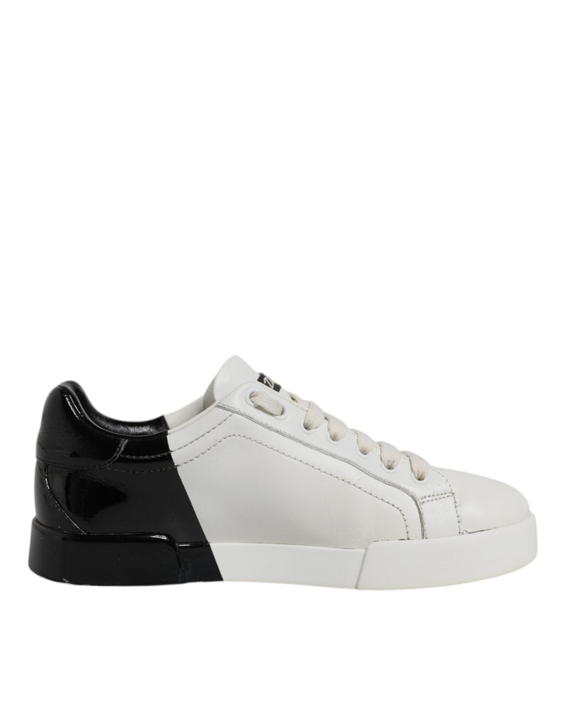 Dolce & Gabbana White Black Logo Portofino Men Sneaker Shoes - Beyzy Store - Dolce & Gabbana