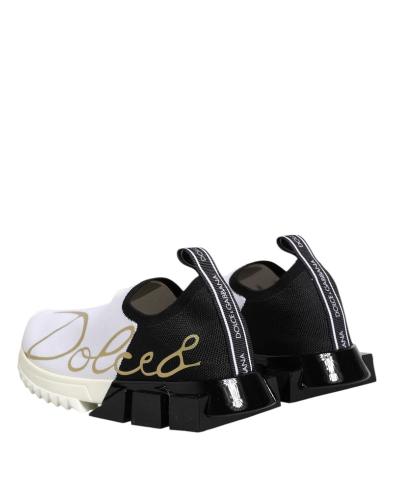 Dolce & Gabbana White Black Low Top Sorrento Sneakers Shoes - Beyzy Store - Dolce & Gabbana