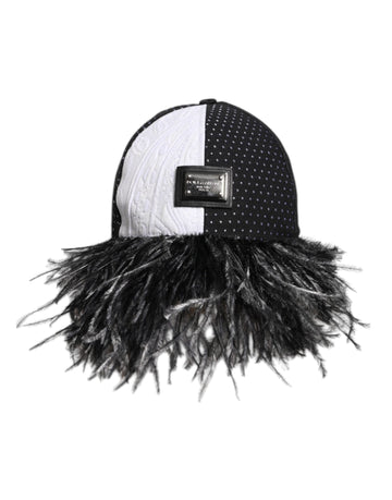 Dolce & Gabbana White Black Polka Dot Feathers Baseball Cap - Beyzy Store - Dolce & Gabbana