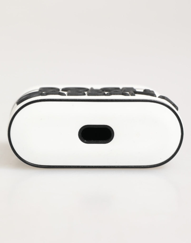 Dolce & Gabbana White Black Rubber Logo Embossed Accessory Airpods Case - Beyzy Store - Dolce & Gabbana