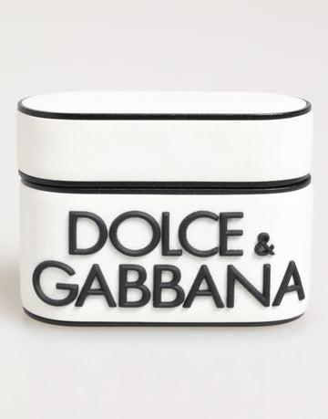 Dolce & Gabbana White Black Rubber Logo Embossed Accessory Airpods Case - Beyzy Store - Dolce & Gabbana