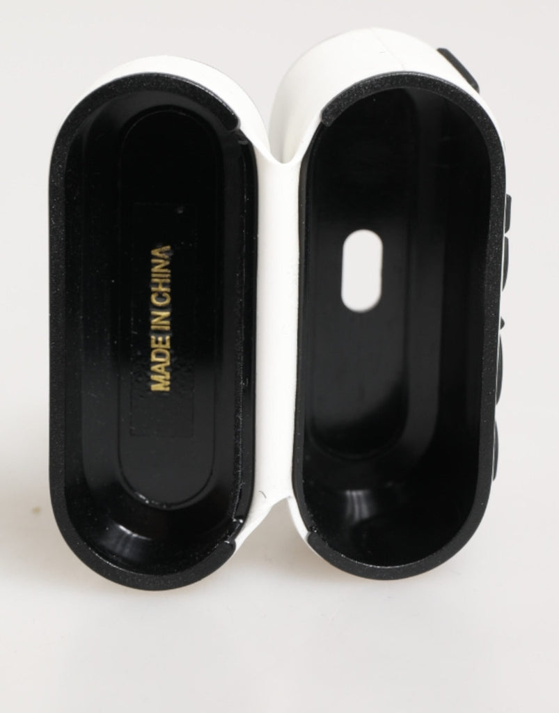 Dolce & Gabbana White Black Rubber Logo Embossed Accessory Airpods Case - Beyzy Store - Dolce & Gabbana