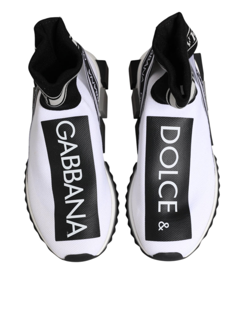 Dolce & Gabbana White Black Sorrento Socks Sneakers Shoes - Beyzy Store - Dolce & Gabbana
