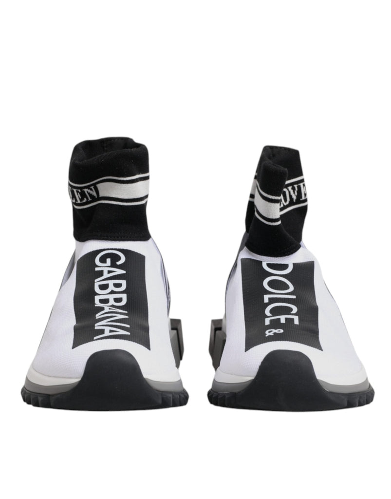 Dolce & Gabbana White Black Sorrento Socks Sneakers Shoes - Beyzy Store - Dolce & Gabbana