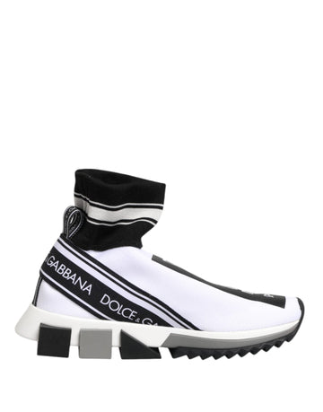 Dolce & Gabbana White Black Sorrento Socks Sneakers Shoes - Beyzy Store - Dolce & Gabbana