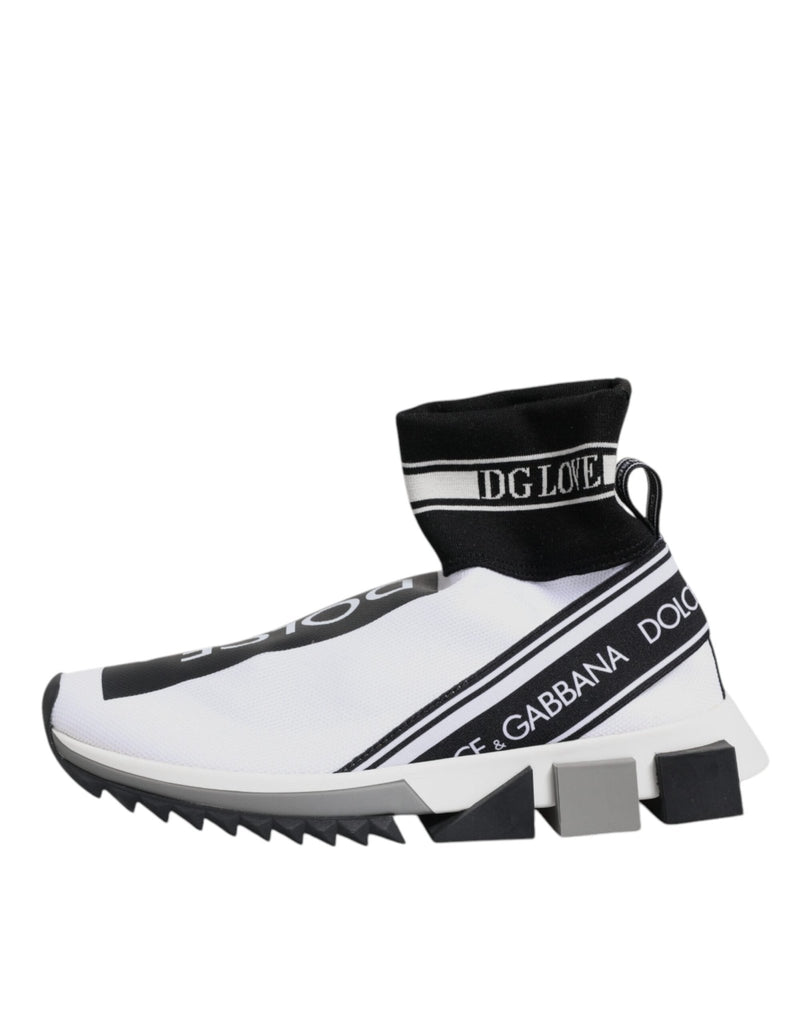 Dolce & Gabbana White Black Sorrento Socks Sneakers Shoes - Beyzy Store - Dolce & Gabbana