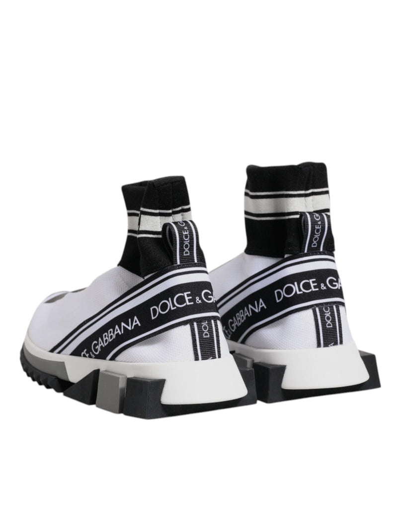 Dolce & Gabbana White Black Sorrento Socks Sneakers Shoes - Beyzy Store - Dolce & Gabbana