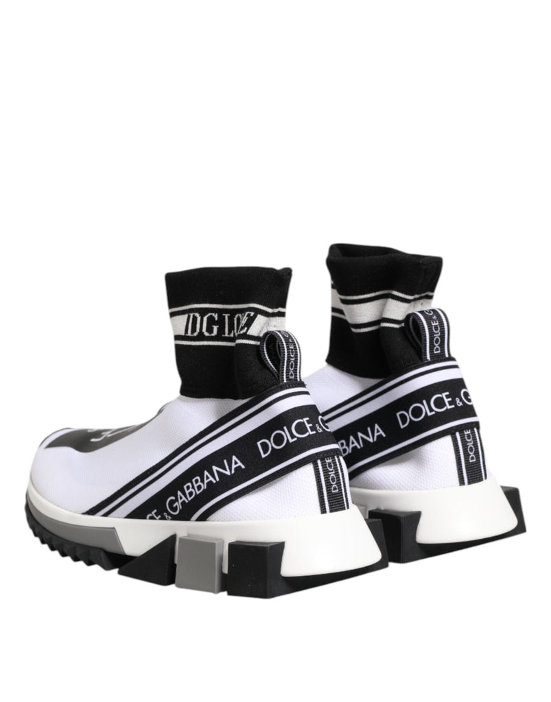 Dolce & Gabbana White Black Sorrento Socks Sneakers Shoes - Beyzy Store - Dolce & Gabbana