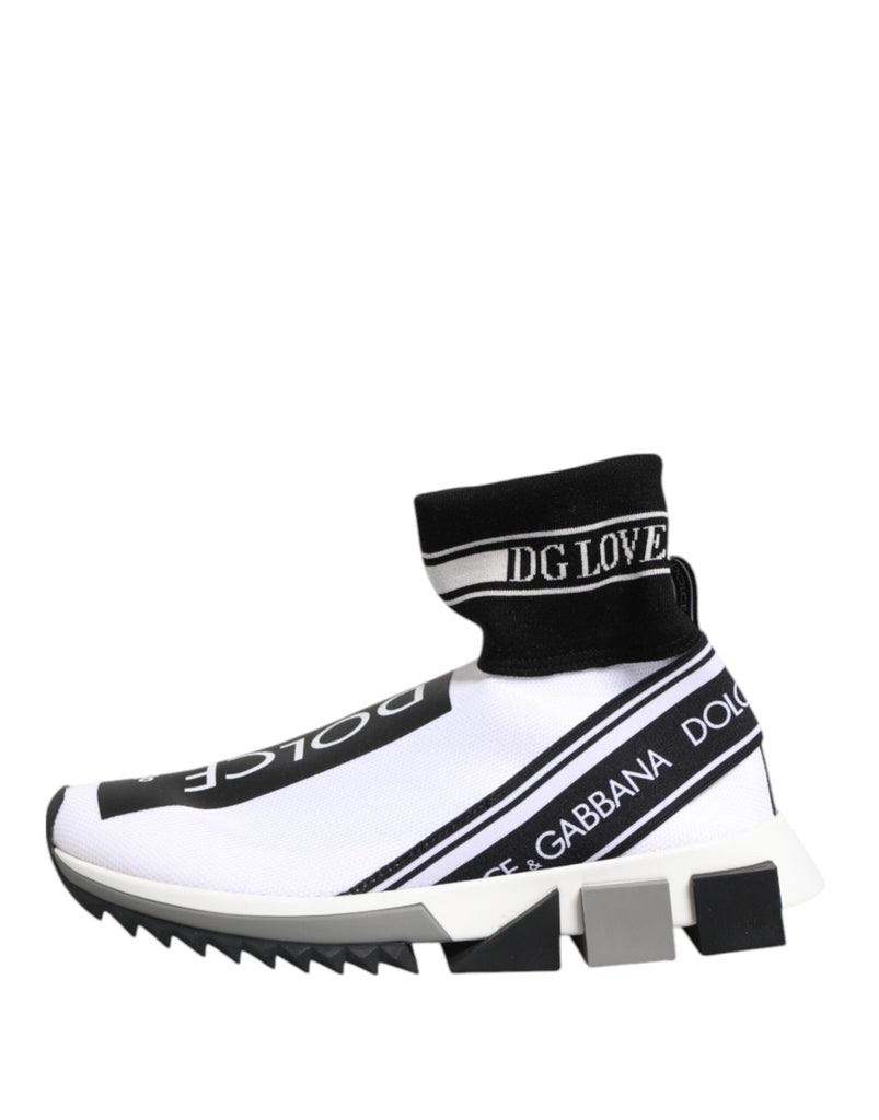 Dolce & Gabbana White Black Sorrento Socks Sneakers Shoes - Beyzy Store - Dolce & Gabbana