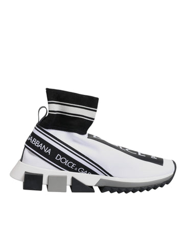 Dolce & Gabbana White Black Sorrento Socks Sneakers Shoes - Beyzy Store - Dolce & Gabbana