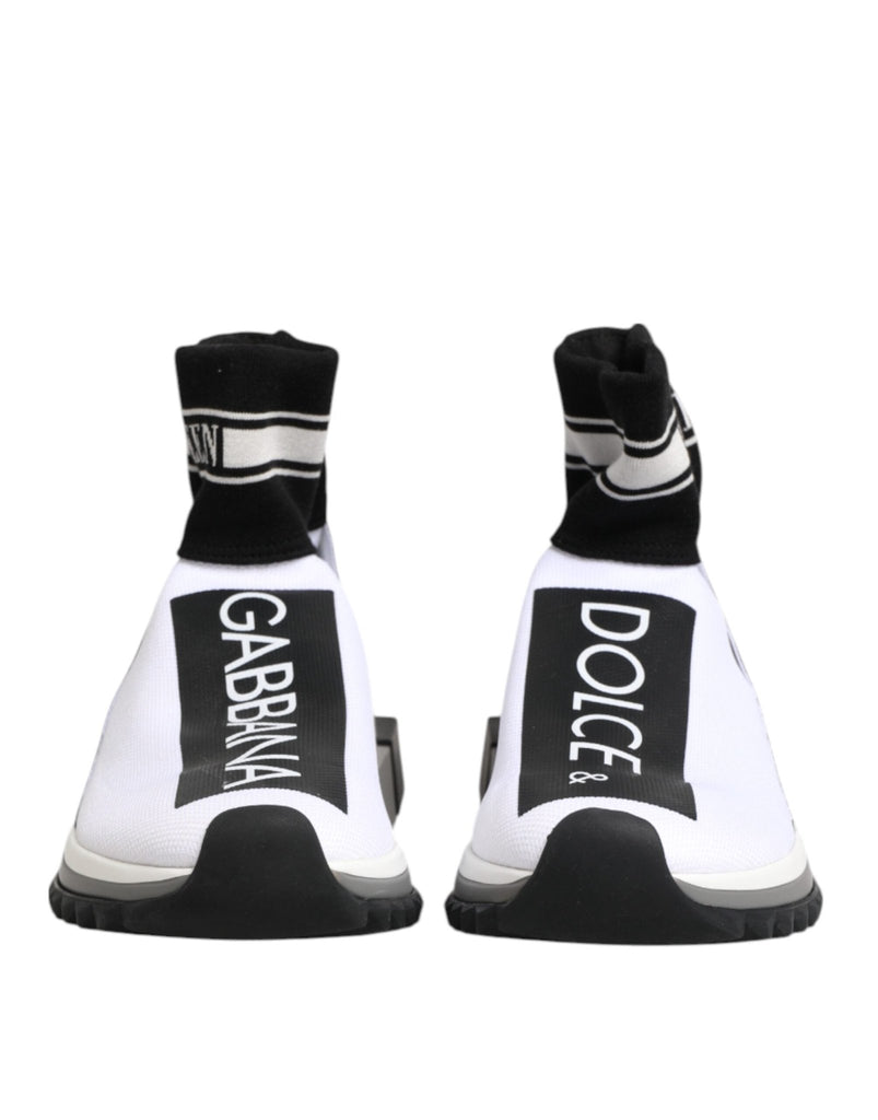 Dolce & Gabbana White Black Sorrento Socks Sneakers Shoes - Beyzy Store - Dolce & Gabbana