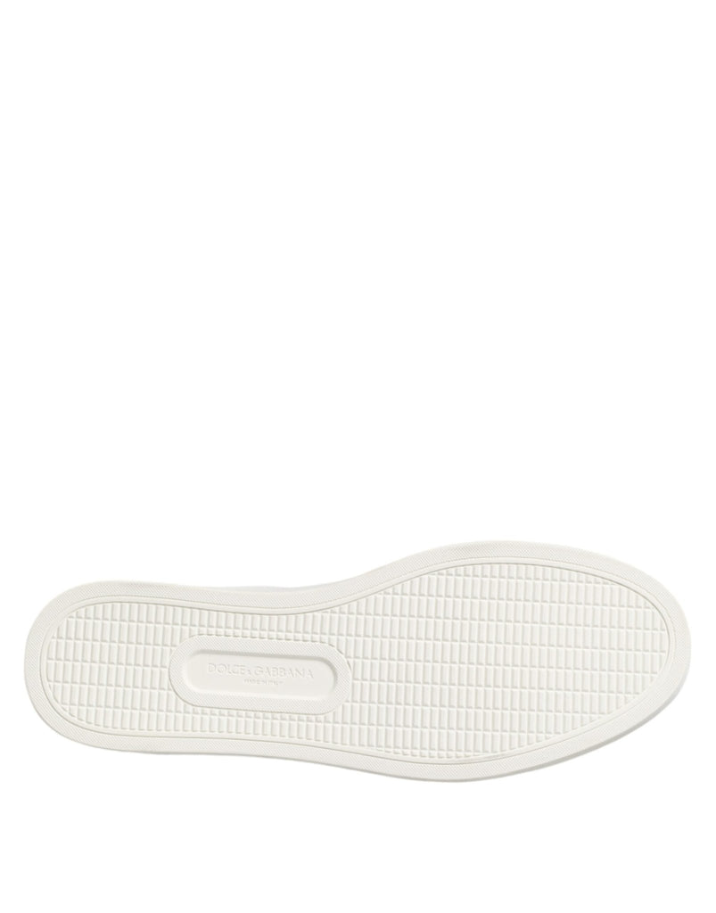 Dolce & Gabbana White Brown Leather Low Top Men Sneakers Shoes - Beyzy Store - Dolce & Gabbana
