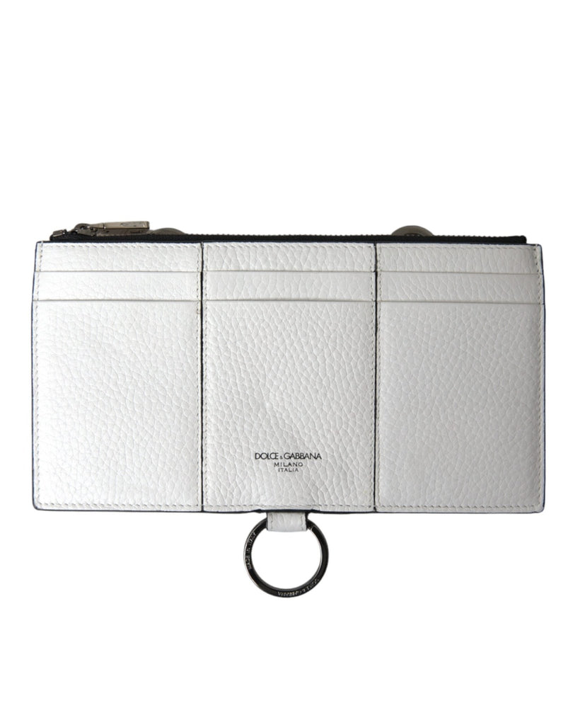 Dolce & Gabbana White Calfskin Leather Large Crossbody Card Holder Wallet - Beyzy Store - Dolce & Gabbana