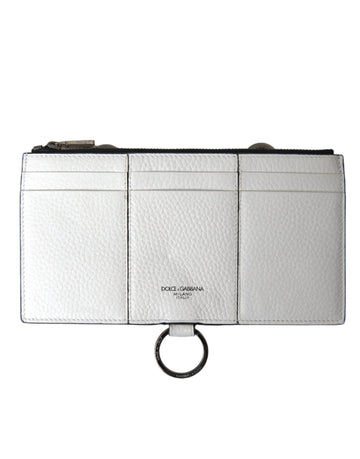 Dolce & Gabbana White Calfskin Leather Large Crossbody Card Holder Wallet - Beyzy Store - Dolce & Gabbana