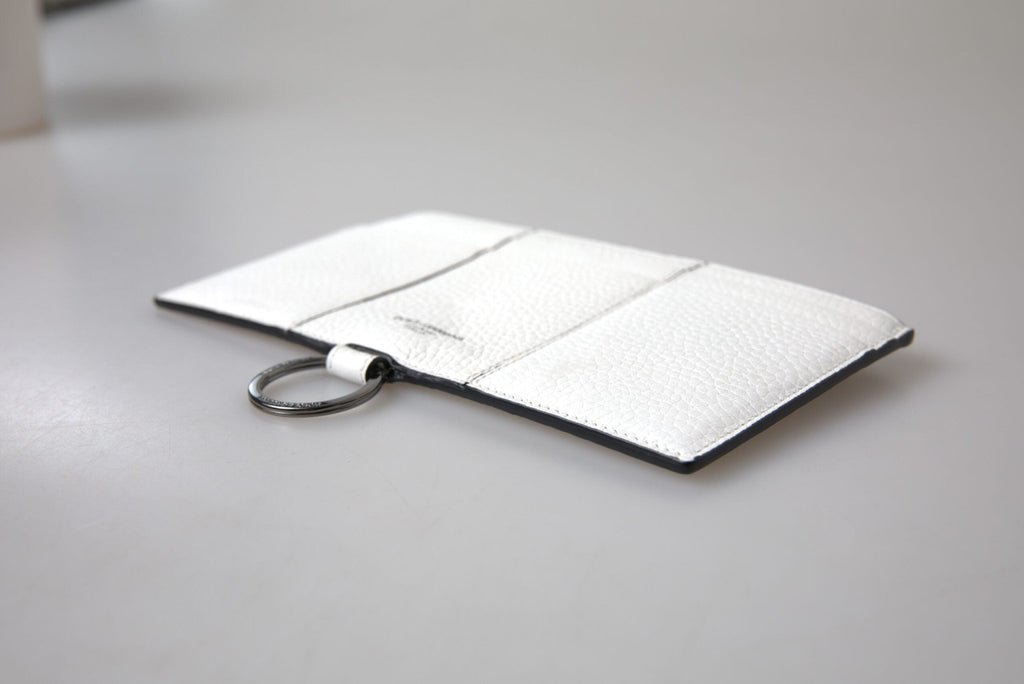 Dolce & Gabbana White Calfskin Leather Large Crossbody Card Holder Wallet - Beyzy Store - Dolce & Gabbana
