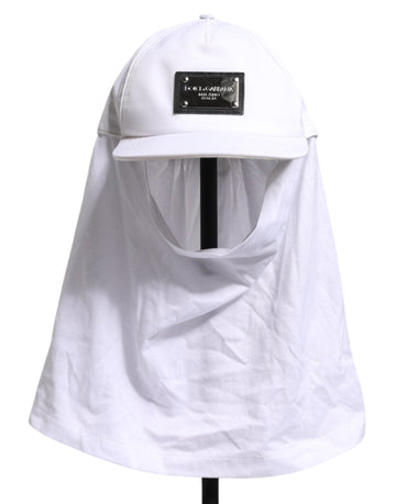 Dolce & Gabbana White Cotton DG Logo Plaque Baseball Balaclava Cap - Beyzy Store - Dolce & Gabbana